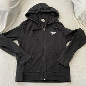 PINK Victorias Secret Black Zip Up Jacket (Size M)